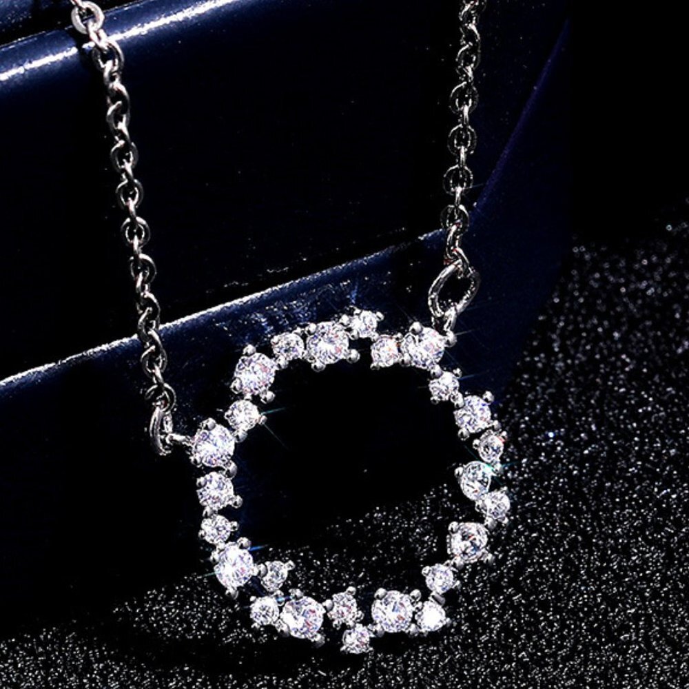 "Dainty Refine Shiny Hollow Round CZ Pendant Necklace for Women, INDN8634